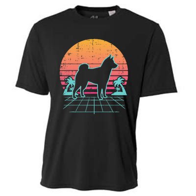 Vapowave Shiba Inu Retro Akita Japanese Dog Gift Cooling Performance Crew T-Shirt