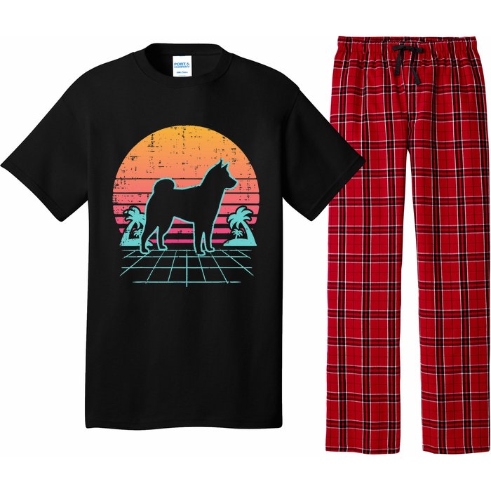 Vapowave Shiba Inu Retro Akita Japanese Dog Gift Pajama Set