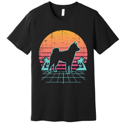 Vapowave Shiba Inu Retro Akita Japanese Dog Gift Premium T-Shirt