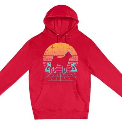 Vapowave Shiba Inu Retro Akita Japanese Dog Gift Premium Pullover Hoodie