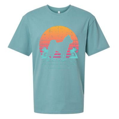 Vapowave Shiba Inu Retro Akita Japanese Dog Gift Sueded Cloud Jersey T-Shirt