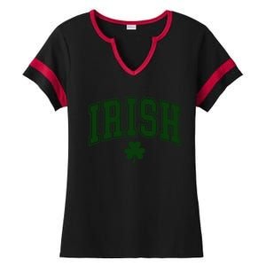 Varsity Style Irish Clover St Patricks Ladies Halftime Notch Neck Tee