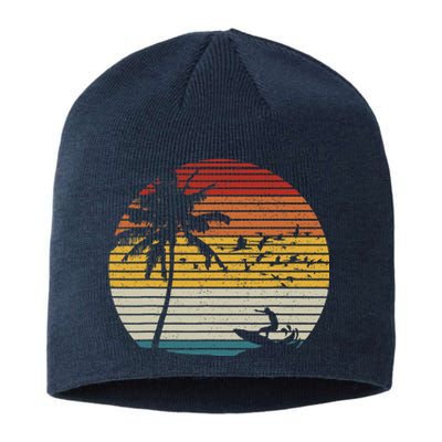 Vintage Surfer Island Sunset Retro Surfing Beach Surf Sustainable Beanie