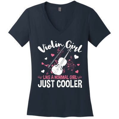 Violin String Instrument Player Violin Girl Women's V-Neck T-Shirt