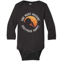 Vintage Sisyphus is Happy Quote The Myth of Sisyphus Baby Long Sleeve Bodysuit