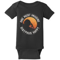 Vintage Sisyphus is Happy Quote The Myth of Sisyphus Baby Bodysuit