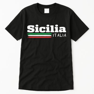 Vintage Sicilia Italia Sicily Italian Flag Italy Souvenir Tall T-Shirt