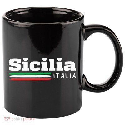 Vintage Sicilia Italia Sicily Italian Flag Italy Souvenir 11oz C Handle Ceramic Mug