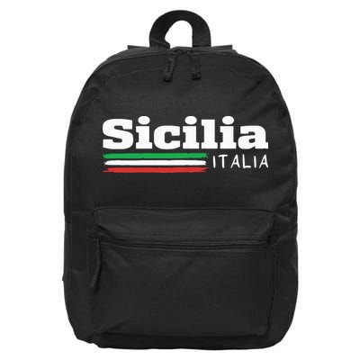Vintage Sicilia Italia Sicily Italian Flag Italy Souvenir 16 in Basic Backpack