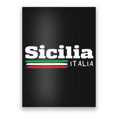 Vintage Sicilia Italia Sicily Italian Flag Italy Souvenir Poster