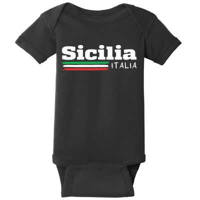 Vintage Sicilia Italia Sicily Italian Flag Italy Souvenir Baby Bodysuit