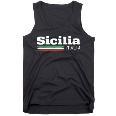 Vintage Sicilia Italia Sicily Italian Flag Italy Souvenir Tank Top
