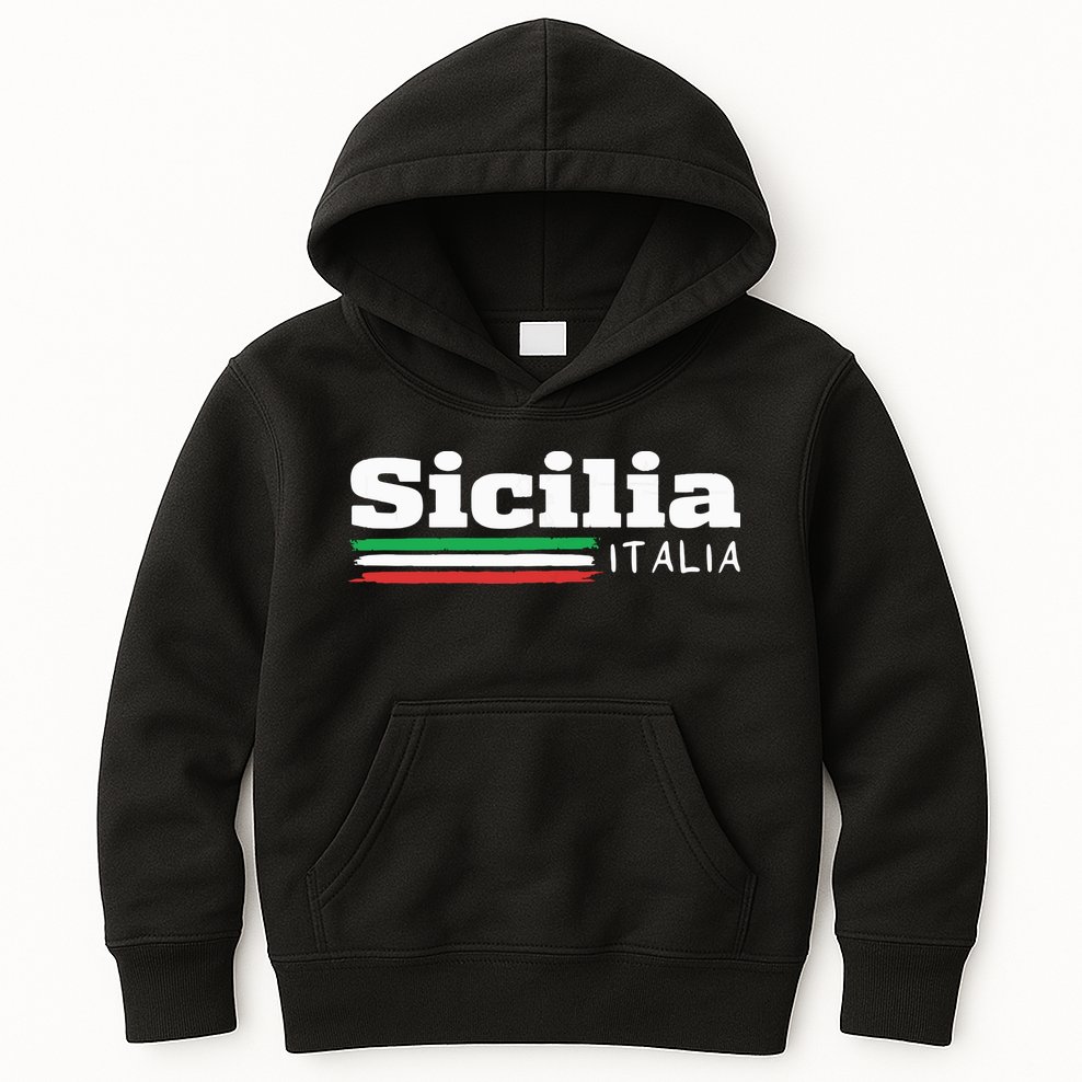 Vintage Sicilia Italia Sicily Italian Flag Italy Souvenir Kids Hoodie