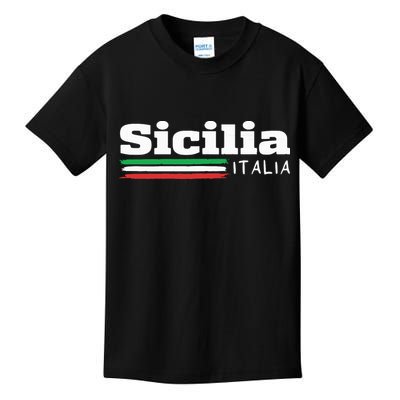 Vintage Sicilia Italia Sicily Italian Flag Italy Souvenir Kids T-Shirt