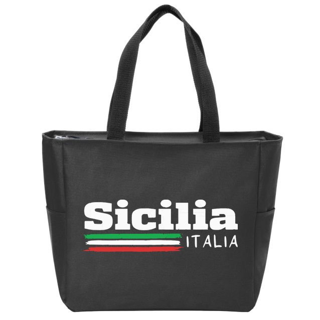Vintage Sicilia Italia Sicily Italian Flag Italy Souvenir Zip Tote Bag