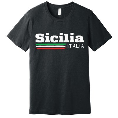 Vintage Sicilia Italia Sicily Italian Flag Italy Souvenir Premium T-Shirt