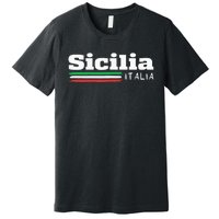 Vintage Sicilia Italia Sicily Italian Flag Italy Souvenir Premium T-Shirt