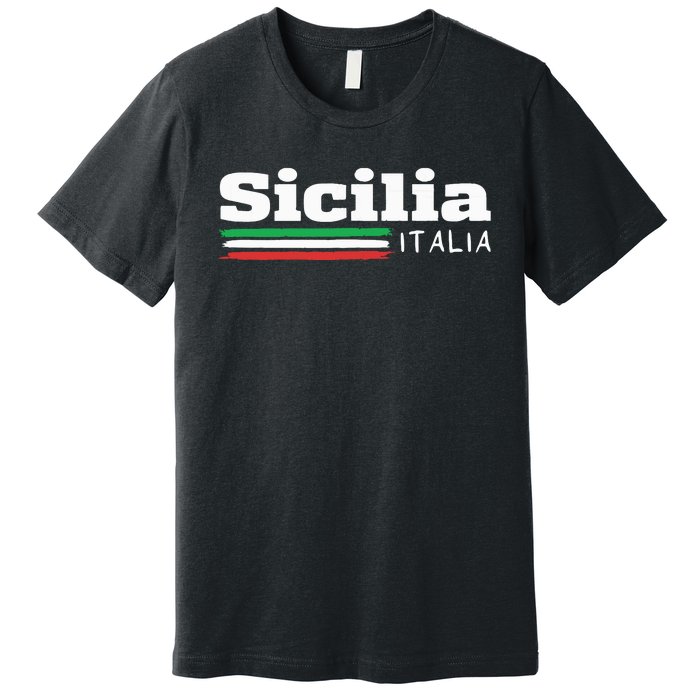 Vintage Sicilia Italia Sicily Italian Flag Italy Souvenir Premium T-Shirt