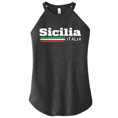 Vintage Sicilia Italia Sicily Italian Flag Italy Souvenir Women's Perfect Tri Rocker Tank