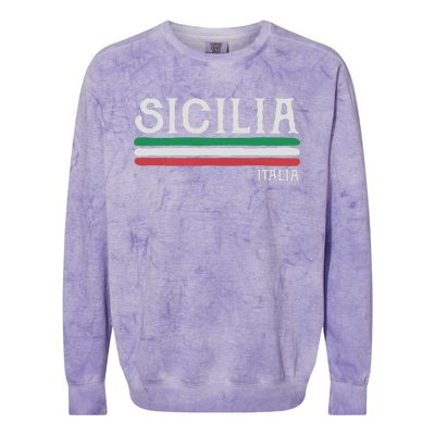 Vintage Sicilia Italy Italia Souvenir Italian Sicily Colorblast Crewneck Sweatshirt