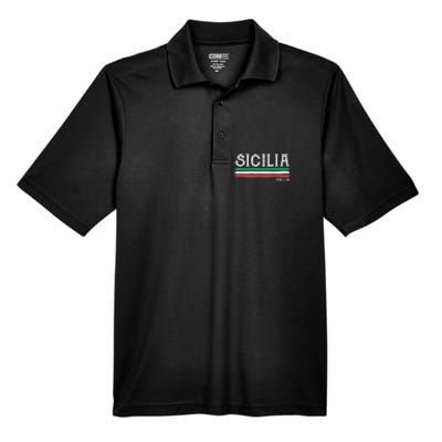 Vintage Sicilia Italy Italia Souvenir Italian Sicily Men's Origin Performance Pique Polo