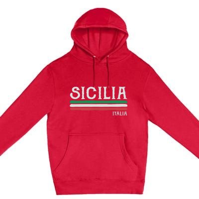 Vintage Sicilia Italy Italia Souvenir Italian Sicily Premium Pullover Hoodie