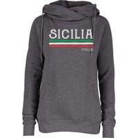 Vintage Sicilia Italy Italia Souvenir Italian Sicily Womens Funnel Neck Pullover Hood