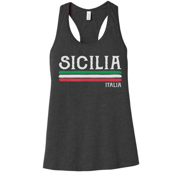 Vintage Sicilia Italy Italia Souvenir Italian Sicily Women's Racerback Tank