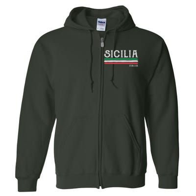 Vintage Sicilia Italy Italia Souvenir Italian Sicily Full Zip Hoodie