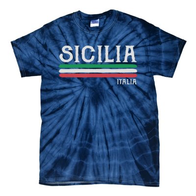 Vintage Sicilia Italy Italia Souvenir Italian Sicily Tie-Dye T-Shirt