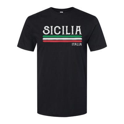 Vintage Sicilia Italy Italia Souvenir Italian Sicily Softstyle CVC T-Shirt