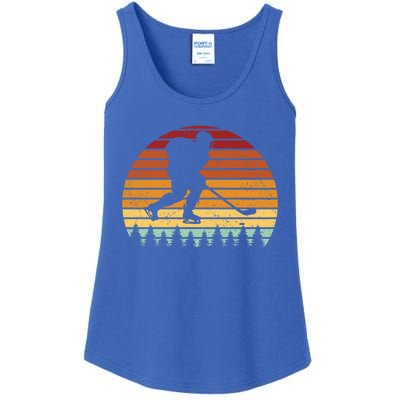 Vintage Sunset Ice Hockey Player Retro Winter Sports Lover Gift Ladies Essential Tank