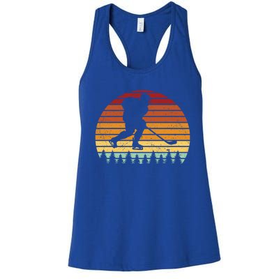 Vintage Sunset Ice Hockey Player Retro Winter Sports Lover Gift Women's Racerback Tank