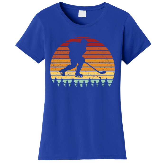 Vintage Sunset Ice Hockey Player Retro Winter Sports Lover Gift Women's T-Shirt