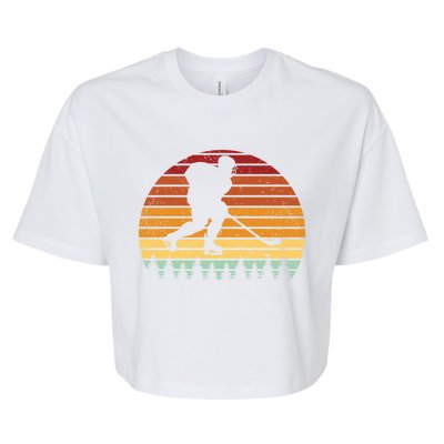 Vintage Sunset Ice Hockey Player Retro Winter Sports Lover Gift Bella+Canvas Jersey Crop Tee