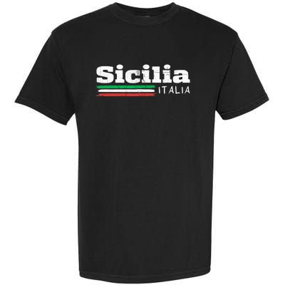 Vintage Sicilia Italia Sicily Italian Flag Italy Souvenir Garment-Dyed Heavyweight T-Shirt