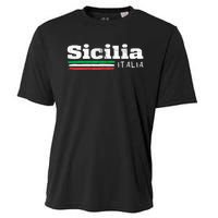 Vintage Sicilia Italia Sicily Italian Flag Italy Souvenir Cooling Performance Crew T-Shirt