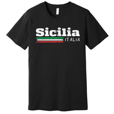 Vintage Sicilia Italia Sicily Italian Flag Italy Souvenir Premium T-Shirt