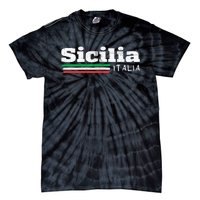 Vintage Sicilia Italia Sicily Italian Flag Italy Souvenir Tie-Dye T-Shirt