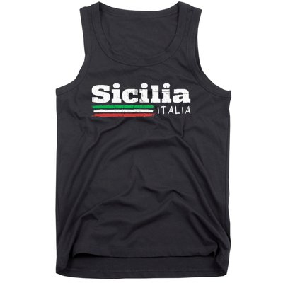 Vintage Sicilia Italia Sicily Italian Flag Italy Souvenir Tank Top