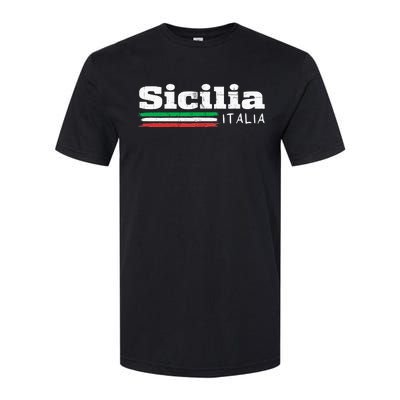 Vintage Sicilia Italia Sicily Italian Flag Italy Souvenir Softstyle CVC T-Shirt