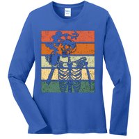 Vintage Skeleton Ing Coffee Halloween Gift Ladies Long Sleeve Shirt