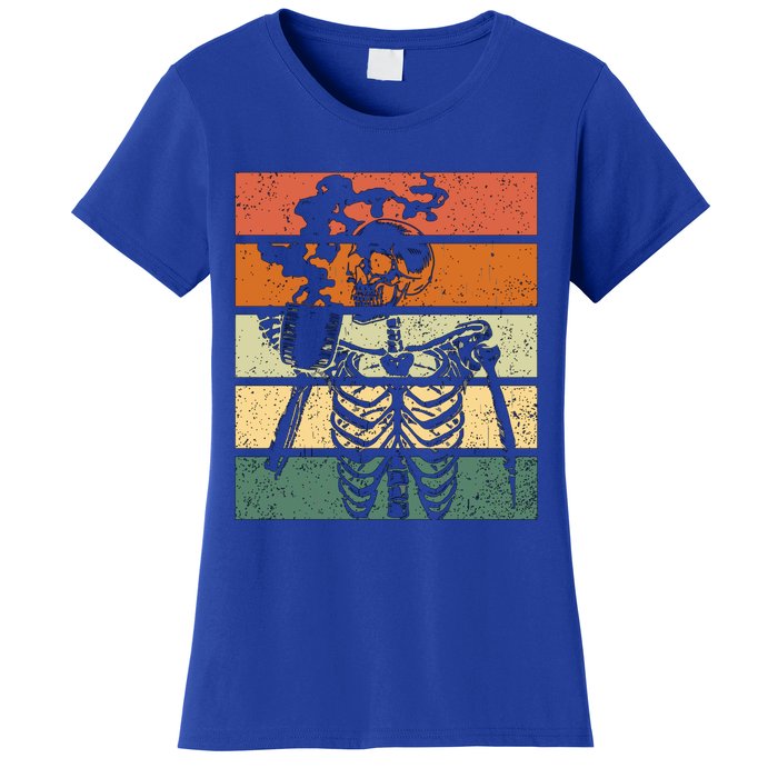 Vintage Skeleton Ing Coffee Halloween Gift Women's T-Shirt