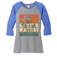 Vintage Skeleton Ing Coffee Halloween Gift Women's Tri-Blend 3/4-Sleeve Raglan Shirt