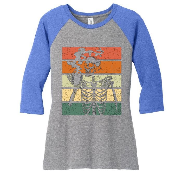 Vintage Skeleton Ing Coffee Halloween Gift Women's Tri-Blend 3/4-Sleeve Raglan Shirt