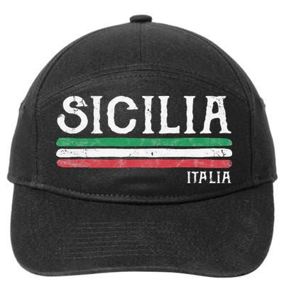 Vintage Sicilia Italy Italia Souvenir Italian Sicily 7-Panel Snapback Hat