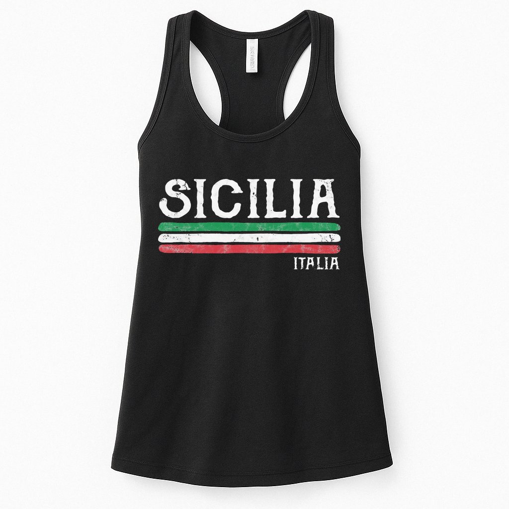 Vintage Sicilia Italy Italia Souvenir Italian Sicily Womens Tank Top