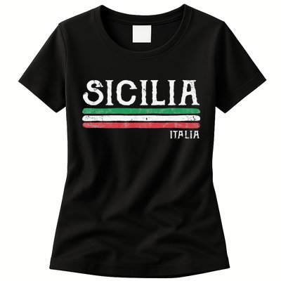 Vintage Sicilia Italy Italia Souvenir Italian Sicily Womens T-Shirt
