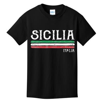 Vintage Sicilia Italy Italia Souvenir Italian Sicily Kids T-Shirt