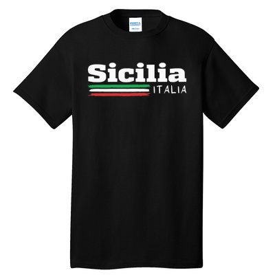 Vintage Sicilia Italia Sicily Italian Flag Italy Souvenir Tall T-Shirt